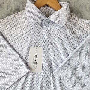 Collars & Co Polo Shirt Mens Size Large Featherweight Flex Gray White Pulse NEW